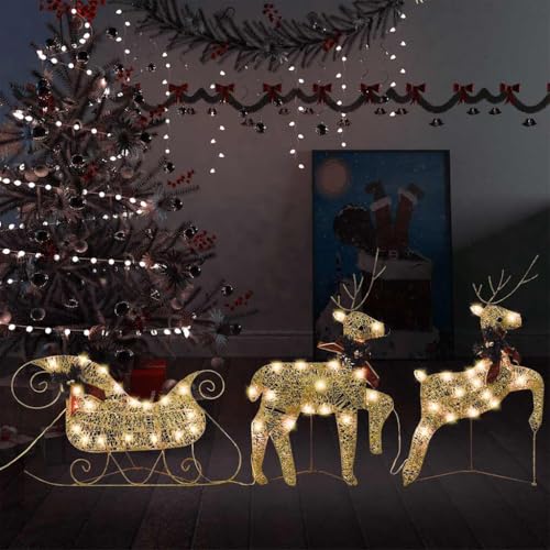 Rennes Traîneau LED Doré Noël Extérieur Résistant USB 5V