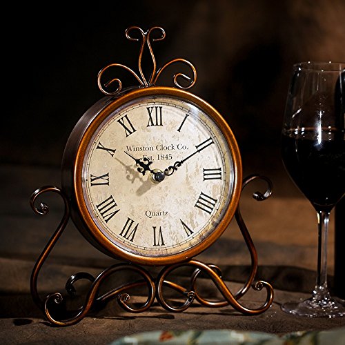 Eruner Desk Clock, Retro European Decorative Table Clocks Baroque Style Non-Ticking Antique Furniture Decoration For Living Room Cabinet Office Study Desk, Antique Golden #TOP5