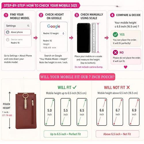 Image of Tickles Cloth Fancy Mobile Pouch Case with Waist Clip Holder for Women (Brown, Suitable for Mobile Sizes 6 Inches and Below)