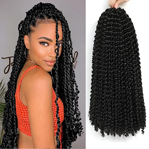 Passion Twist Hair 18 Inch Water Wave Crochet Hair 8 Packs Passion Twist Crochet Hair For Butterfly Locs Passion Twist Hair for Faux Loc Spring Twist Hair Braids Curly Braiding Hair For Black Women 120Strands (1B)