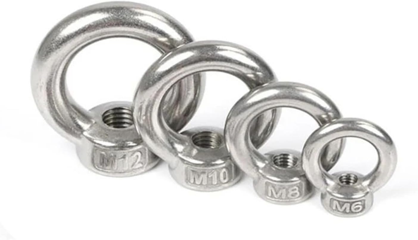 SeroNi 1/10pcs Lifting Eye Nuts Ring Eyebolt Ring Hooking Nut Screws M3 M4 M5 M6 M8 M10 M12 M14 M16 M20 M24 304 Stainless Steel(M10(10PCS))