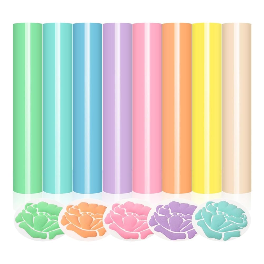 Lot 8 Films Vinyle 3D Puff HTV Aboiledy 30x25cm - Transfert Thermique Effet Bouffant Pour T-shirts