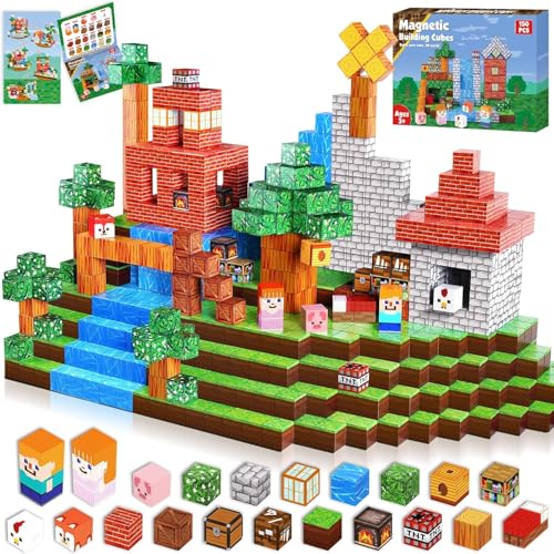 Purfex 150 Pcs Magnetic Building Blocks Magnetic Tiles for Kids Toddler Building Toys STEM Montessori Sensory Toys for 3 4 5 6 7 8-13 Year Old Boys Girls Birthday for Kids