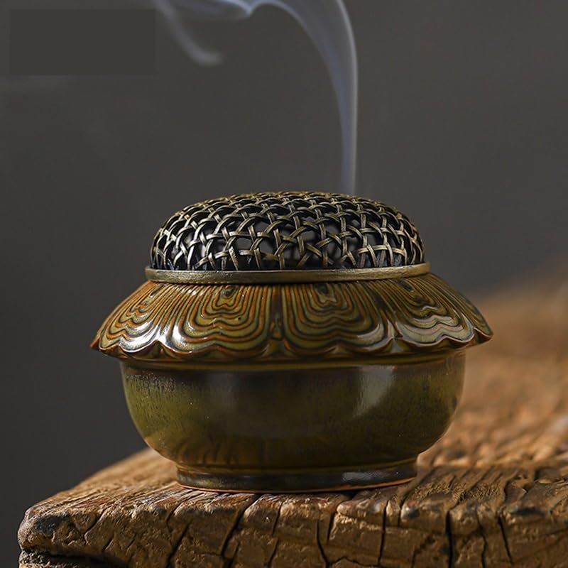 松本佩山作 年木庵 釉裏紅 香炉 共箱