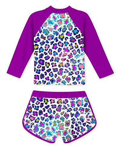 Image of TUONROAD Girls 2 Pieces Rash Guard Swimsuit Long Sleeve Tankini for 4-10 Years