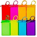 8Pcs Luggage Tags for suitcases, Colourful Plastic Waterproof Suitcase Labels identifiers with Name ID Card, Travel Accessories for Baggage Bags, Checked Luggage, Backpacks (8 Colours)