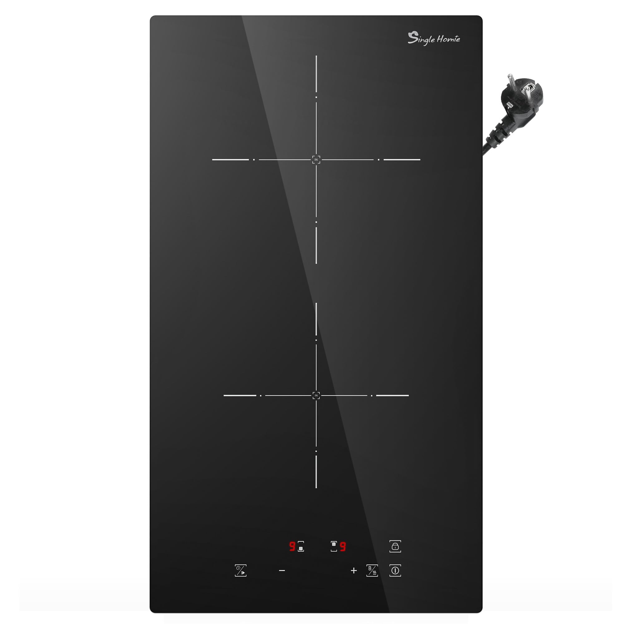 Placa Induccion 2 Fuegos, Placas de Induccion con Tecnología de Medio Puente, Función Boost, Calentamiento Uniforme, Temporizador 99 Min, Bloqueo de Seguridad 3500W