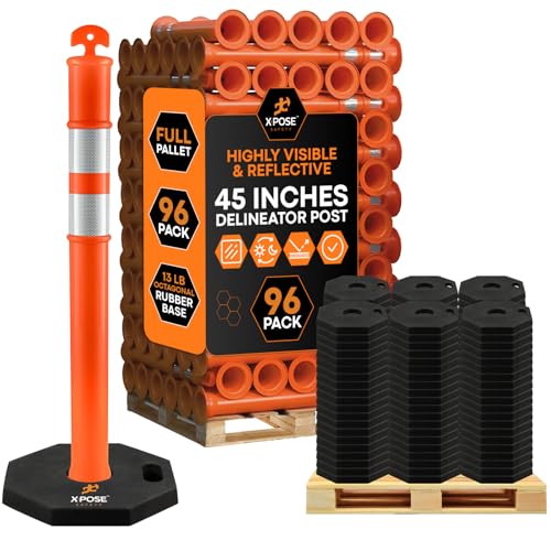Image of Xpose Safety 45 inch Orange Delineator Posts with Base, Full Pallet 96-Pack