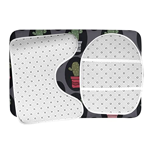 DIRYKILP Badematte + Konturmatte + Toilettendeckelbezug, Süße Sukkulenten Kakteen 3 Stück Badematte Set, mit rutschfester Klebeunterseite – Bild 7