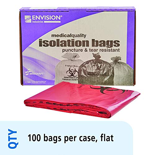 Image of Stout by Envision Medical Waste Bags, 40-45 Gal, 45 inchx49 inch, Red, 1.2 Mil, 100 ct. Extra Heavy, Made in America by People Who Are Blind or Visually Impaired