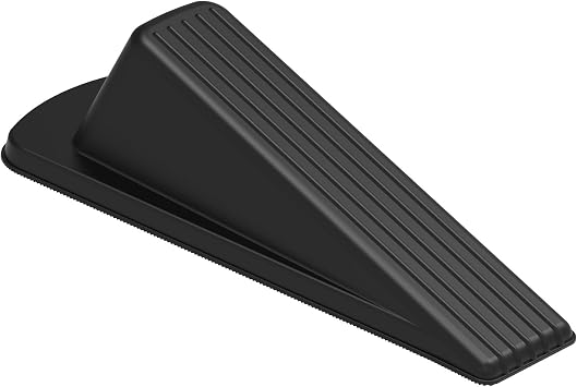 Crosize Door Stoppers for Bottom of Door, Premium Rubber Door Stops, Sturdy Door Wedge for Carpet, Tile, Concrete, Wood, Door Holder for Heavy Duty Door, Black