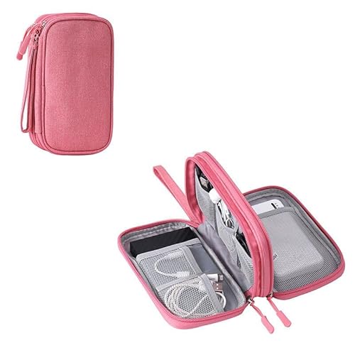 HORNO Travel Cord Organizer，Electronics Accessories Organizer Pouch Bag for Charger,USB Cable,Business Travel Gadget Bag (Pink)