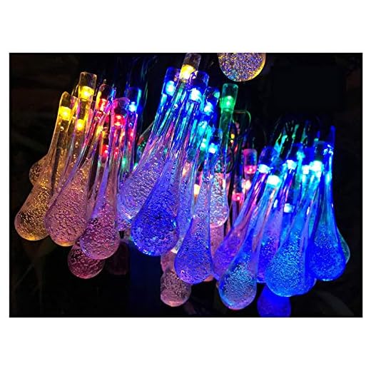 Lemontec Solar String Lights 20 Feet 30 LED Water Drop Solar Fairy Waterproof Lights for Garden, Patio, Yard, Home, Parties, Multi Color