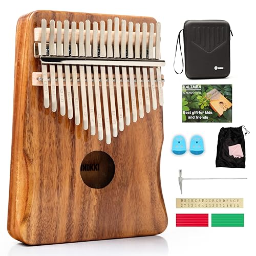 Image of UNOKKI 17-Key Kalimba with Case - Hard Waterproof Case, Acacia Wood, 7.4 inch x 5.2 inch - Portable Mbira Thumb Piano & Finger Piano with Curved Keys & Thumb Covers, Tuning Hammer & Instruction Book