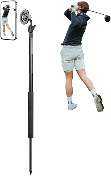 Golf Monopod Selfie Stick with Ground Spike Stake, 52" Adjustable Golf Selfie Stick Swing Analyzer Holder, Magnetic Golf Phone Holder for Recording Swing, Portable Mag Safe Golf Phone Stand