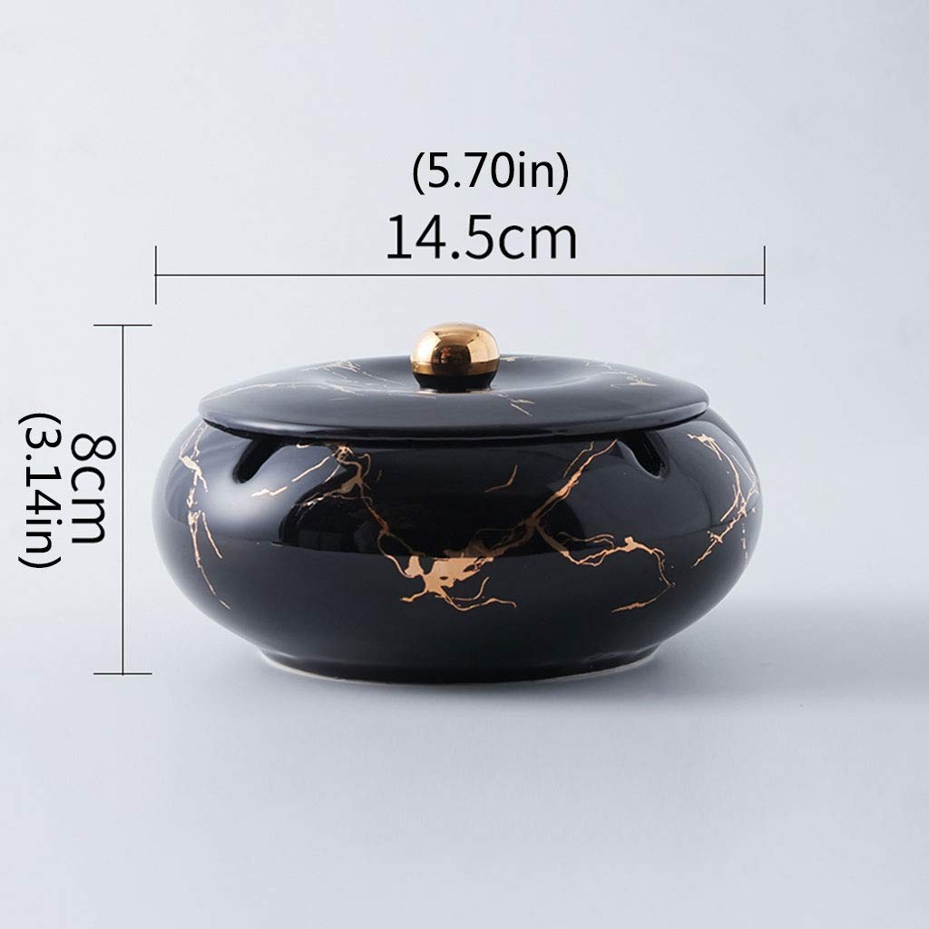 Ceramiczna popielniczka z pokrywką - 14 cm dekoracyjna popielniczka na zewnątrz, do samochodu, domu, stolika kawowego i biurka biurowego