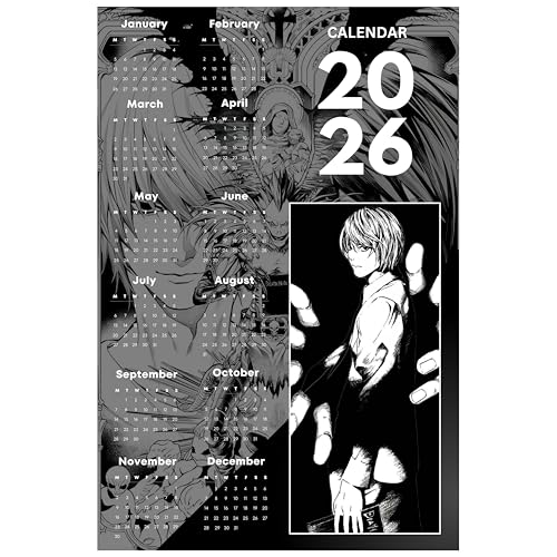 Image of 2026 Anime Calendar - Light Yagami from Death Note | 12 inch x 18 inch size | Wall Decoration Aesthetic Calendars