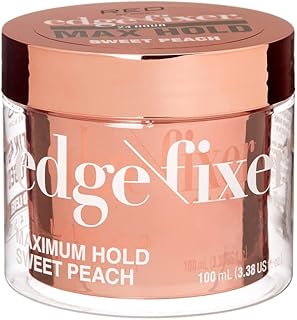 Red by Kiss Edge Fixer 24 Hour Maximum Hold Edge Wax No Flaking Biotin B7 Infused Hair Gel 3.38 fl.oz (Sweet Peach)