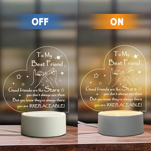 Image of Friendship Night Light - Engraved, Warm White LED, Plastic, Clear, Vintage Style, Tabletop, Indoor Use