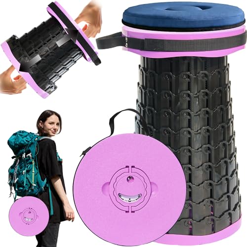 Image of 2026 Upgraded XXL Collapsible Stool with Thick Cushion,19.7 inchH-11.8 inchD Telescoping Folding Stool for Adults, More Sturdy Camping Stools with Load Capacity 1000lbs for Outdoor,Garden,Fishing,Hiking