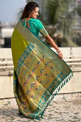 Image of SGF11 Women's Paithani Soft Lichi Silk Kanjivaram Sarees With Blouse Piece