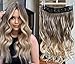 17 Inches One Piece Half Head Wavy Curly Ombre Clip in Hair Extensions 120grams (Medium ash brown to blonde)
