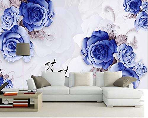 Verdicken Tapete blaue Rose Reflexion D Stereo Formaldehyd Wandbild TV Hintergrund Tapeten Wohnkultur Papier Peint - 200x140cm/79"x 55