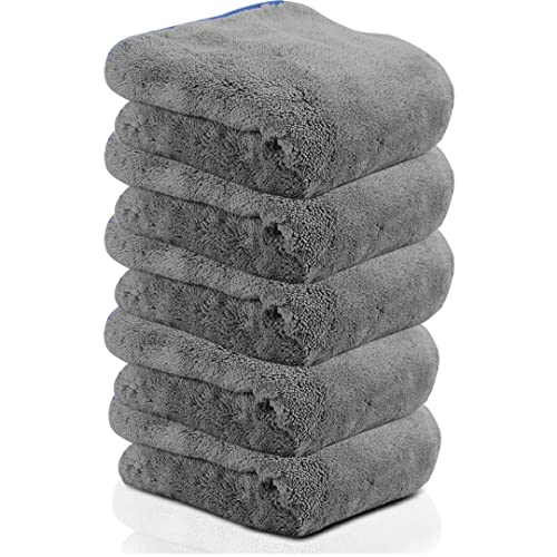 Image of Auto Hub 400 GSM, Microfiber Double Layered Cloth 30x40 Cms 5 Piece (Grey) Cloth Set, Extra Thick Microfiber Cleaning Cloths Perfect for Bike, Auto, Cars Both Interior and Exterior.