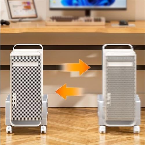 Soporte para CPU de torre para PC, soporte móvil con ruedas giratorias, soporte para torre de PC para piso o alfombra, ideal para gaming (blanco) miniatura 5