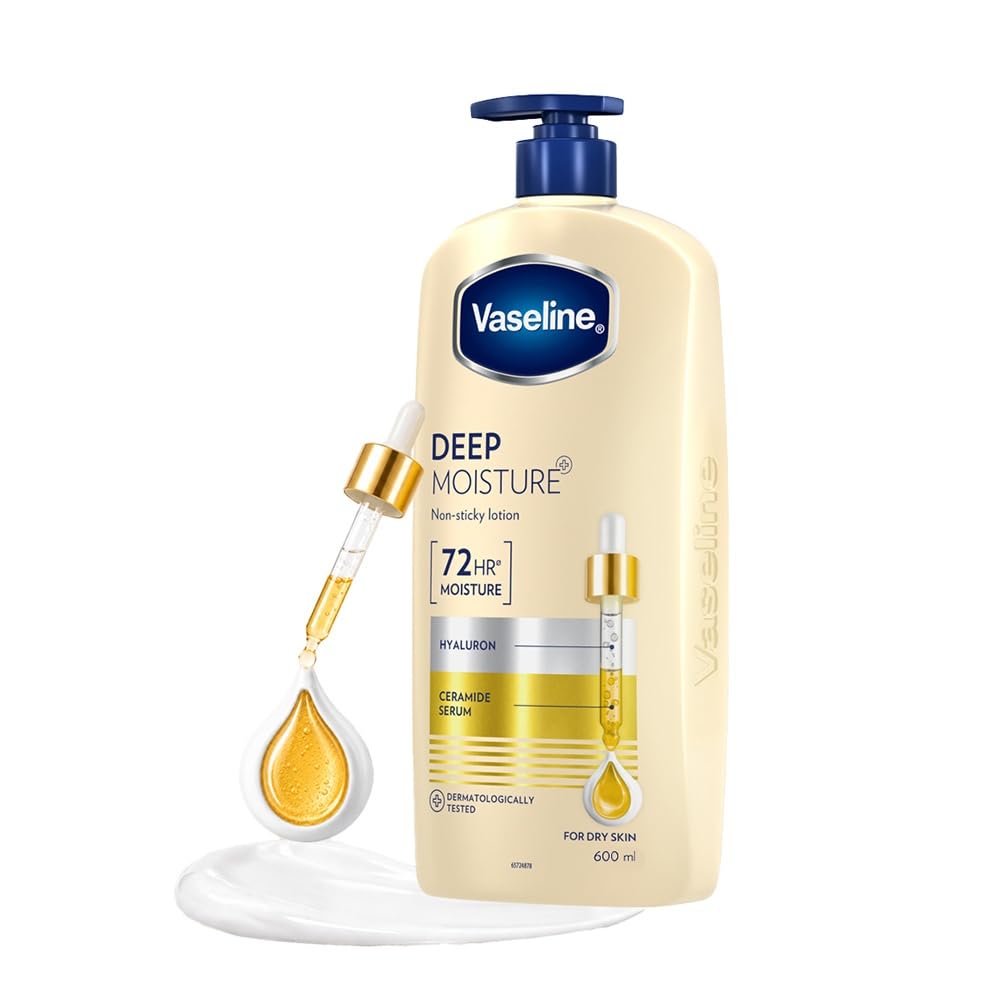 Vaseline Intensive Care Deep Moisture Nourishing Body Lotion 600 ml, Daily Moisturizer for Dry Skin, Gives Non-Greasy, Glowing Skin - For Men & Women-image-34