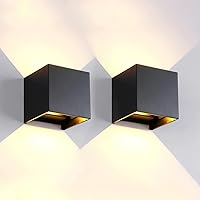 Vista 26 de Paquete de 4 luces de pared para exteriores, apliques de pared LED para exteriores/interiores, IP65, impermeables, cuadradas, de aluminio, lámparas
