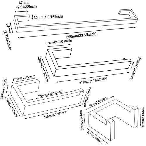 Tnoms 4 Pieces Bathroom Hardware Accessories Set Towel Bar Towel Holder Robe Hook Toilet Paper Holder Stainless Steel,Q8-P4Br #TOP6