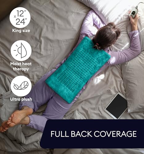Image of GENIANI Electric Heating Pad for Back Pain & Cramps Relief, Electric Throw, Self Care Gifts for Women, Heating Pad for Neck & Shoulder, Machine Washable Microplush, Auto Shut Off12x24 inch, Viridian Green