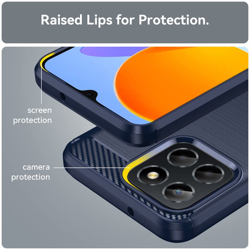 Image of Hybrid Carbon Fiber Back Case for Honor X8 5G (Blue)