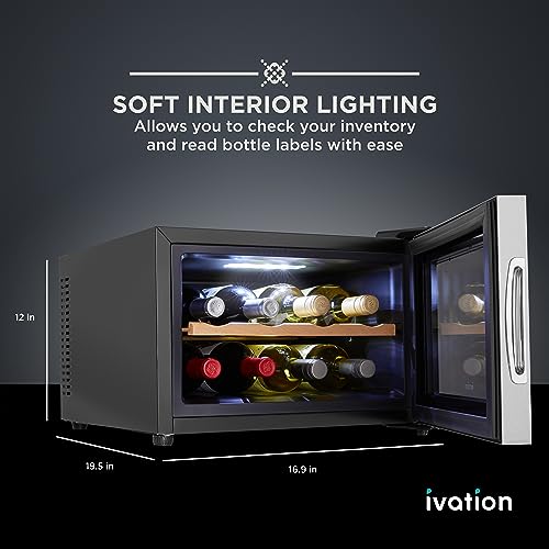 Ivation Premium Stainless Steel 8 Bottle Horizontal Thermoelectric Wine Cooler/Chiller Counter Top Red & White Wine Cellar w/Digital Temperature, Freestanding Refrigerator Quiet Operation Fridge on Fridge.com
