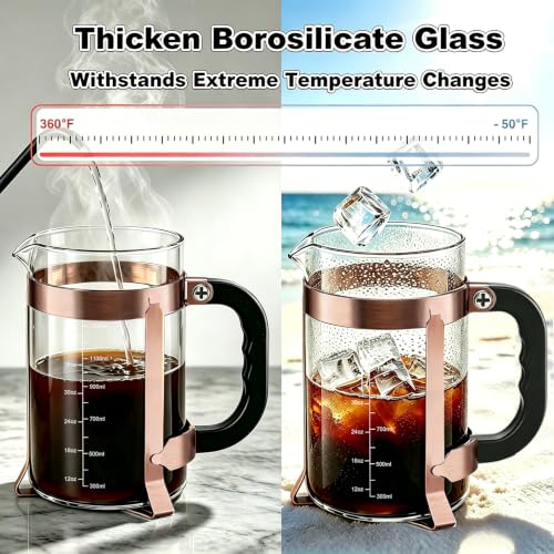 Image of QUQIYSO French Press 51oz,Large French Press Thickened Glass Coffee Press