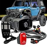 OZ-USA Siren PA Speaker Mic System Alarm Horn with Red Rocker Switch Pulse Power Busbar Plug Wire Harness Kit Compatible with Polaris RZR Turbo Pro Crew Ranger General XP Xpedition ADV 2018-2025