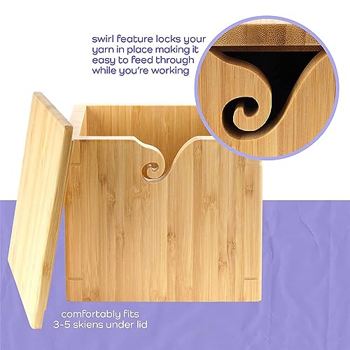 RoseFlower Square Wooden Yarn Bowl 7.7Inch - Image 3