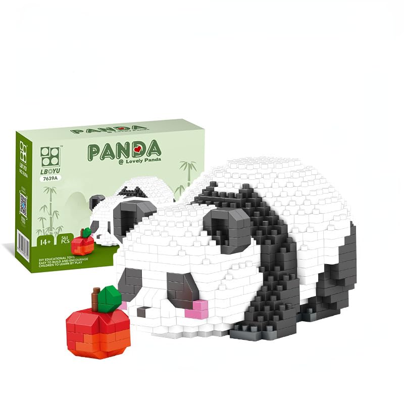Panda miniature small particle building blocks children's educational creative toys, suitable for adults, women, teenagers, children over 6 years old birthday gifts（7.5 * 6.8 * 9.0CM)）