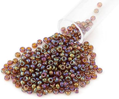 Miyuki Round Rocaille Seed Bead 11/0 Transparent Brown AB (3 Gram Tube)