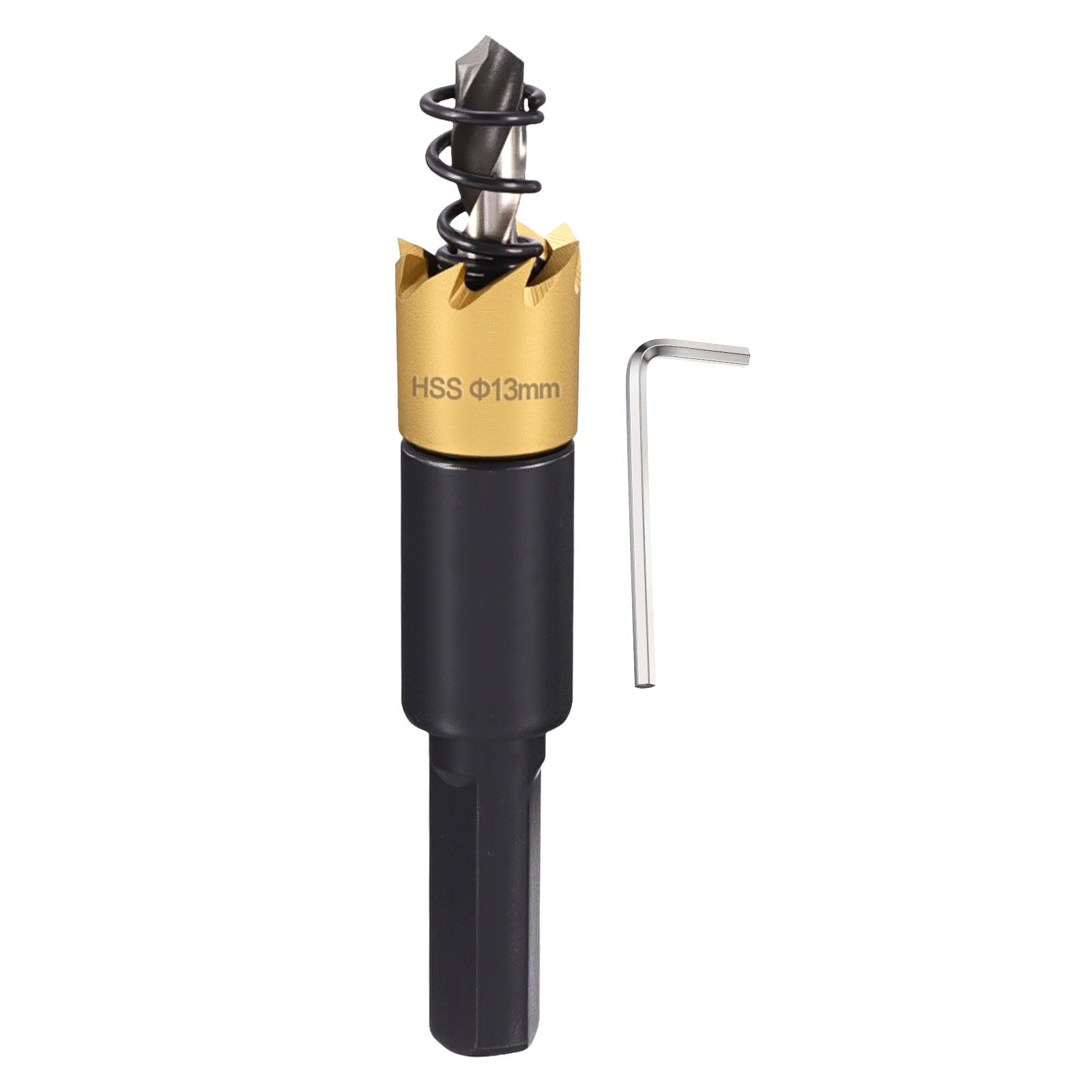 CoCud 1/2" (13mm) Hole Saw, 4241 High Speed Steel Hex Shank How Cutter - Cutting Tool for Thin Soft Metal Gypsum Board Plywood.Gold Tone