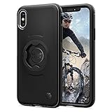 【Spigen】 iPhone XS/X ケース スマホホルダー バイク自転車対応 転落防止 固定 耐衝撃 カメラ保護 傷防止 衝撃吸収 アイフォンXS/X カバー ギアロック シュピゲン バイクマウント 057CS25058 (ブラック)