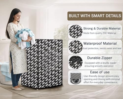 Image of Stylista Washing Machine Cover Compatible for IFB Senator Smart 8 Kg Front-Load Symmetric Pattern Black