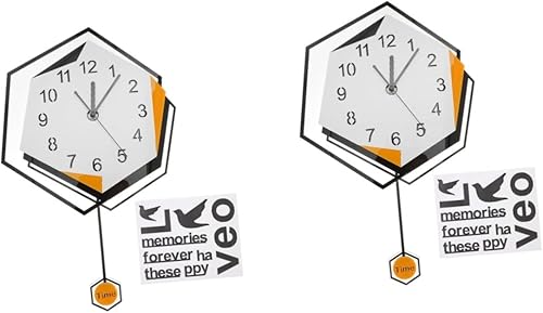 VOSAREA 2pcs Wall Clock Hanging Wall Swinging Tail Clock Wall Decorative Modern Wall Decor Decorative Clock Reloj De Pared Digital Trendy Decor