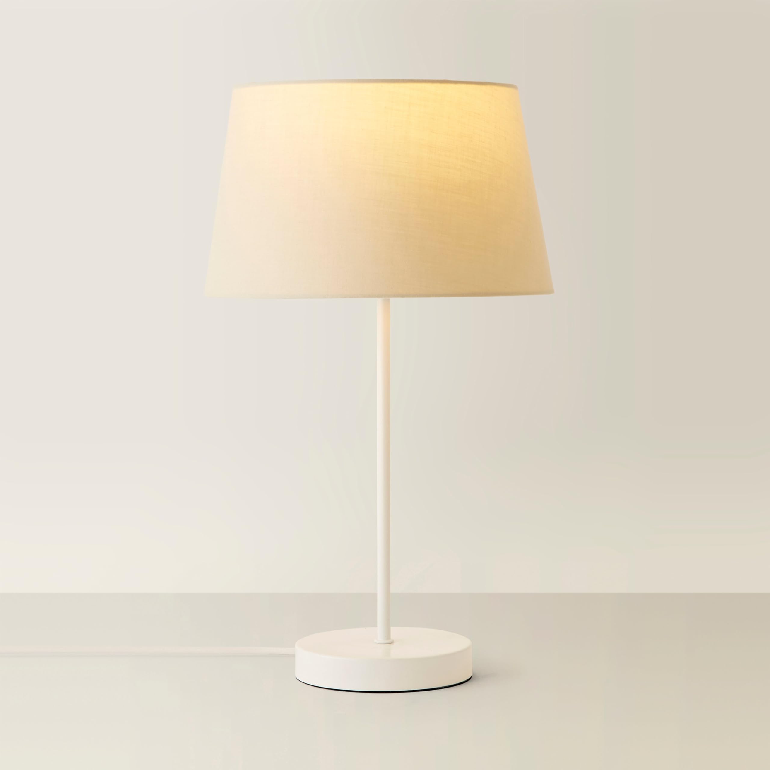 ValueLights | White Metal Single Stem Table Lamp with Beige Tapered Lampshade for Living Room Bedroom | Table Lamps, Home Décor & Improvement Essential