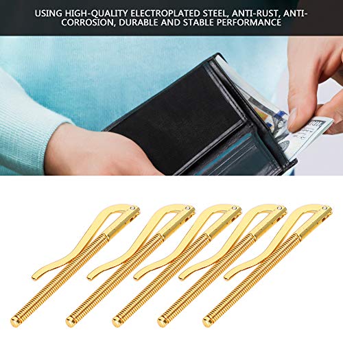 5PCS Wallet Spring Clip, 80mm Spring Metal Money Clip Money Cash Clip Wallet Insert Bar Slim Wallet Clamp Replacement Parts for Bifold Leather Wallet Purse Credit Card Holder, Gold4