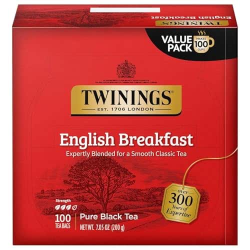 Twinings English Breakfast Black Tea Individually Wrapped Bags, 100 Count