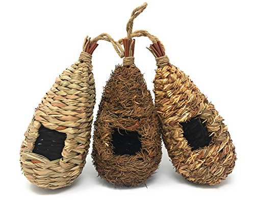 Lantern Hill Set of 3 Hand Woven Teardrop Shaped Small Hanging Birdhouses