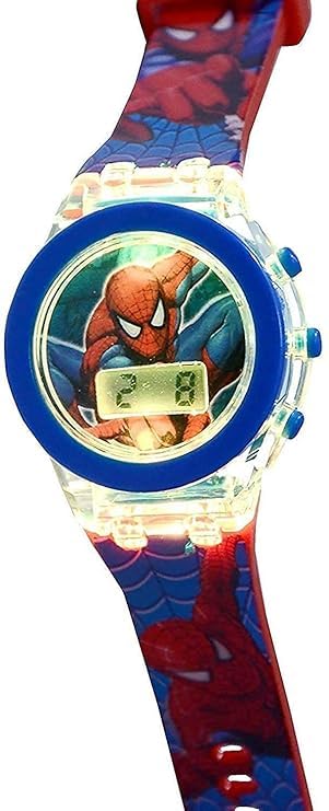 Spiderman Glowing Light Watch Boys & Girls (Multicolore)