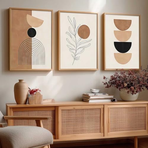 Image of kotart Home Decor Boho Painting Decorative Wall Art poster With Frame For Living Room Bed Room Hotel Wall Decor Digital Reprint Set of 3 (19X25 inch)